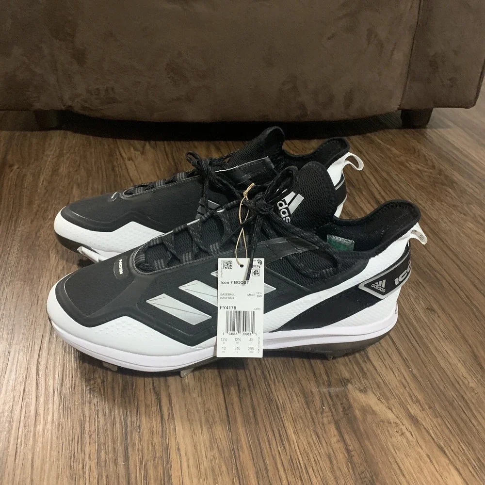 Adidas Icon 7 Boost Black White Metal Baseball Cleats Men's Size 13 FY4178